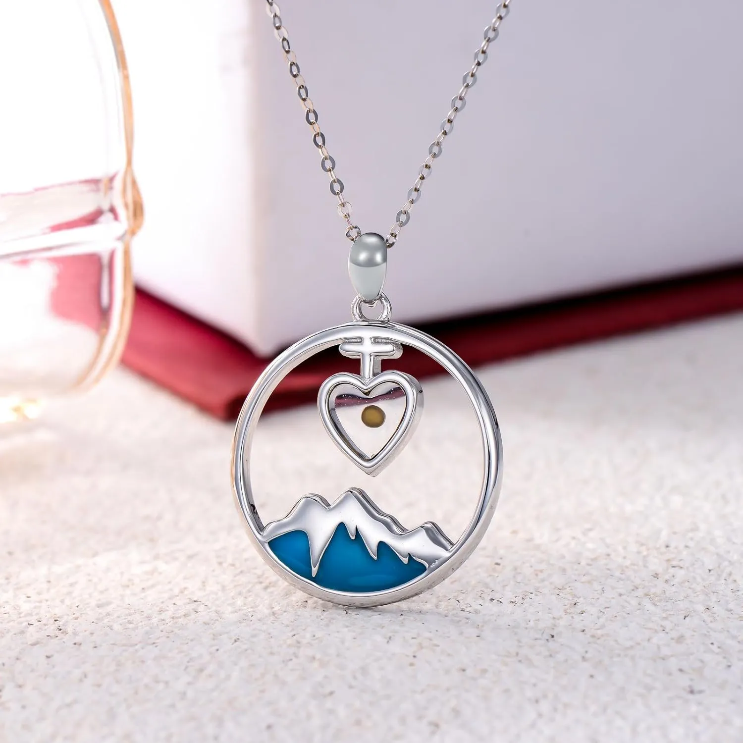 Mustard Seed Necklace 925 Sterling Silver Mountain Necklace Christian Faith Necklace Jewelry Gift for Women Men