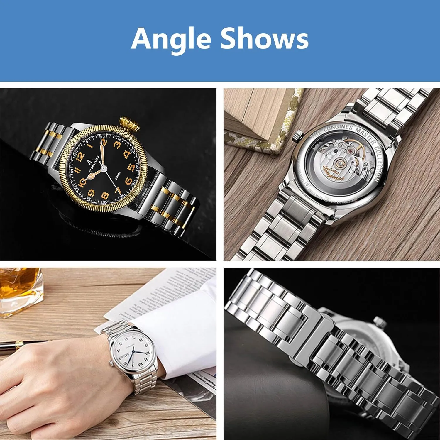 Nelumbo Quick Release Metal Chain Butterfly Clasp Watch Bands 18mm 19mm 20mm 21mm 22mm 24mm Stainless steel Watch Strap Bracelet Replacement