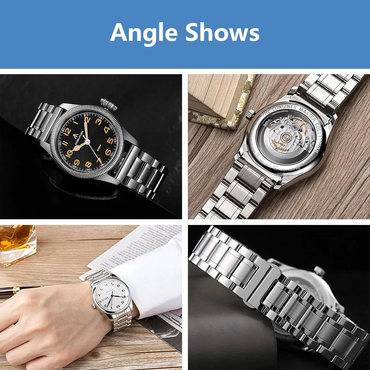 Nelumbo Quick Release Metal Chain Butterfly Clasp Watch Bands 18mm 19mm 20mm 21mm 22mm 24mm Stainless steel Watch Strap Bracelet Replacement