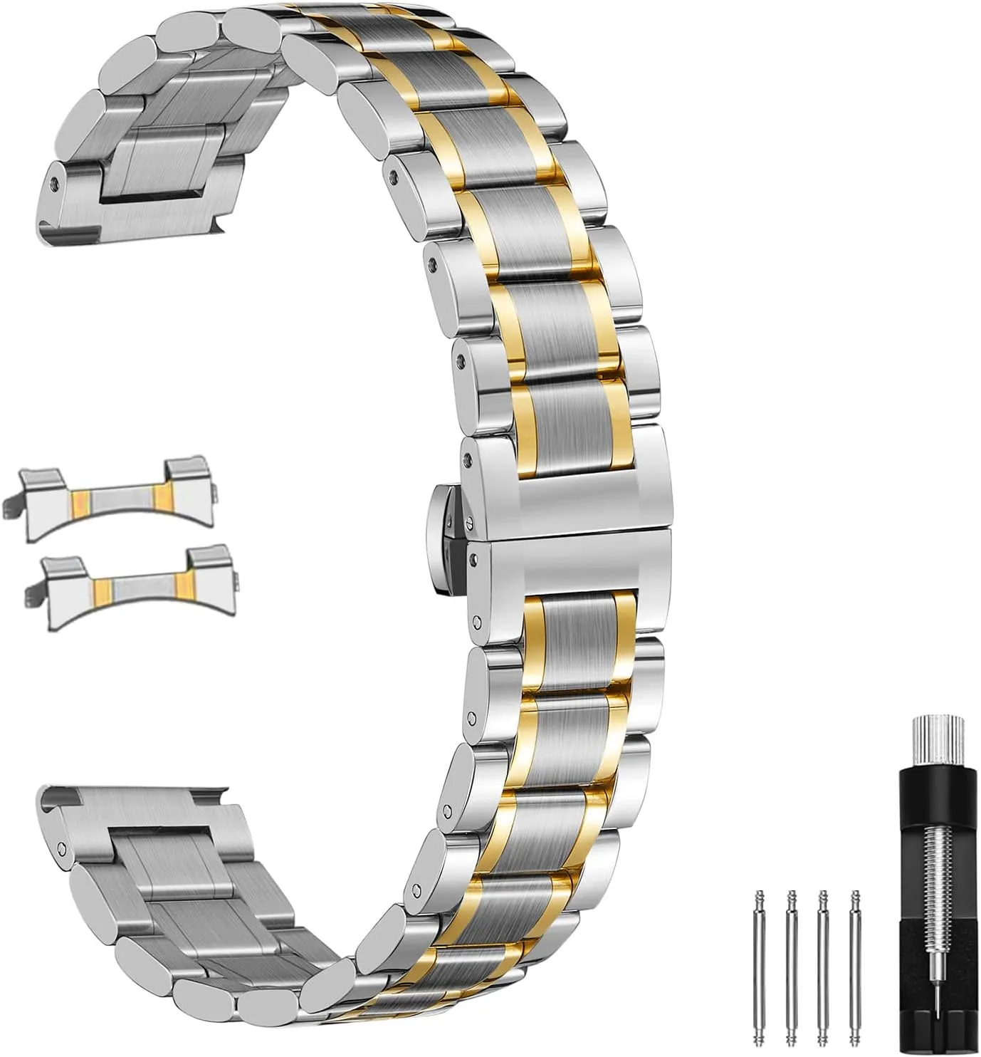 Nelumbo Quick Release Metal Chain Butterfly Clasp Watch Bands 18mm 19mm 20mm 21mm 22mm 24mm Stainless steel Watch Strap Bracelet Replacement
