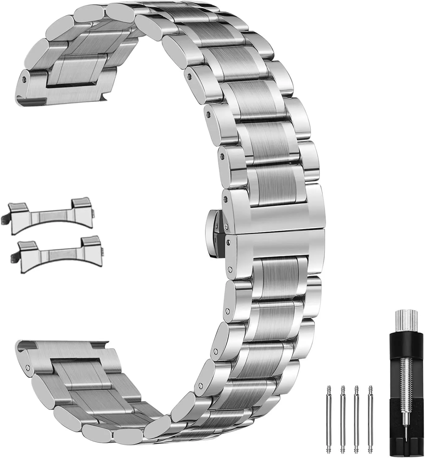 Nelumbo Quick Release Metal Chain Butterfly Clasp Watch Bands 18mm 19mm 20mm 21mm 22mm 24mm Stainless steel Watch Strap Bracelet Replacement
