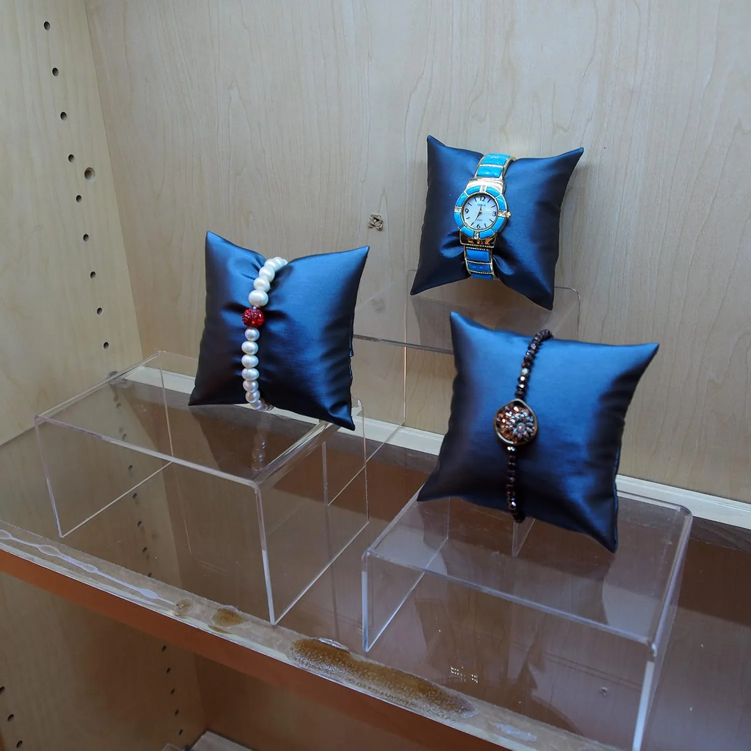N'icePackaging 6 Qty - 4" x 4" Faux Leather Gun-Metal Grey Watch/Bangle Pillow Display -for Sales/Merchandise/Crafts/Storage/Display