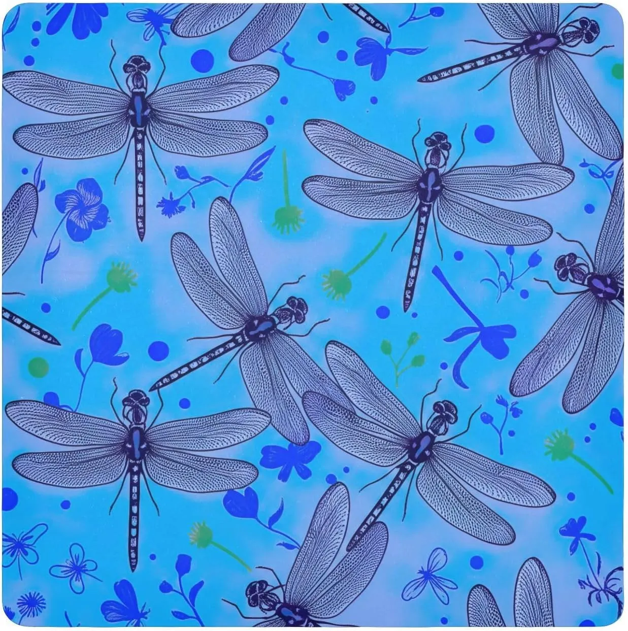 ODAWA Dragonflies Blue Daisies 13.8"x13.8" Self-adhesive Cloth Foldable Protective Wrap, Easy-Storage Magic Cloths for Camera Tablet Laptop