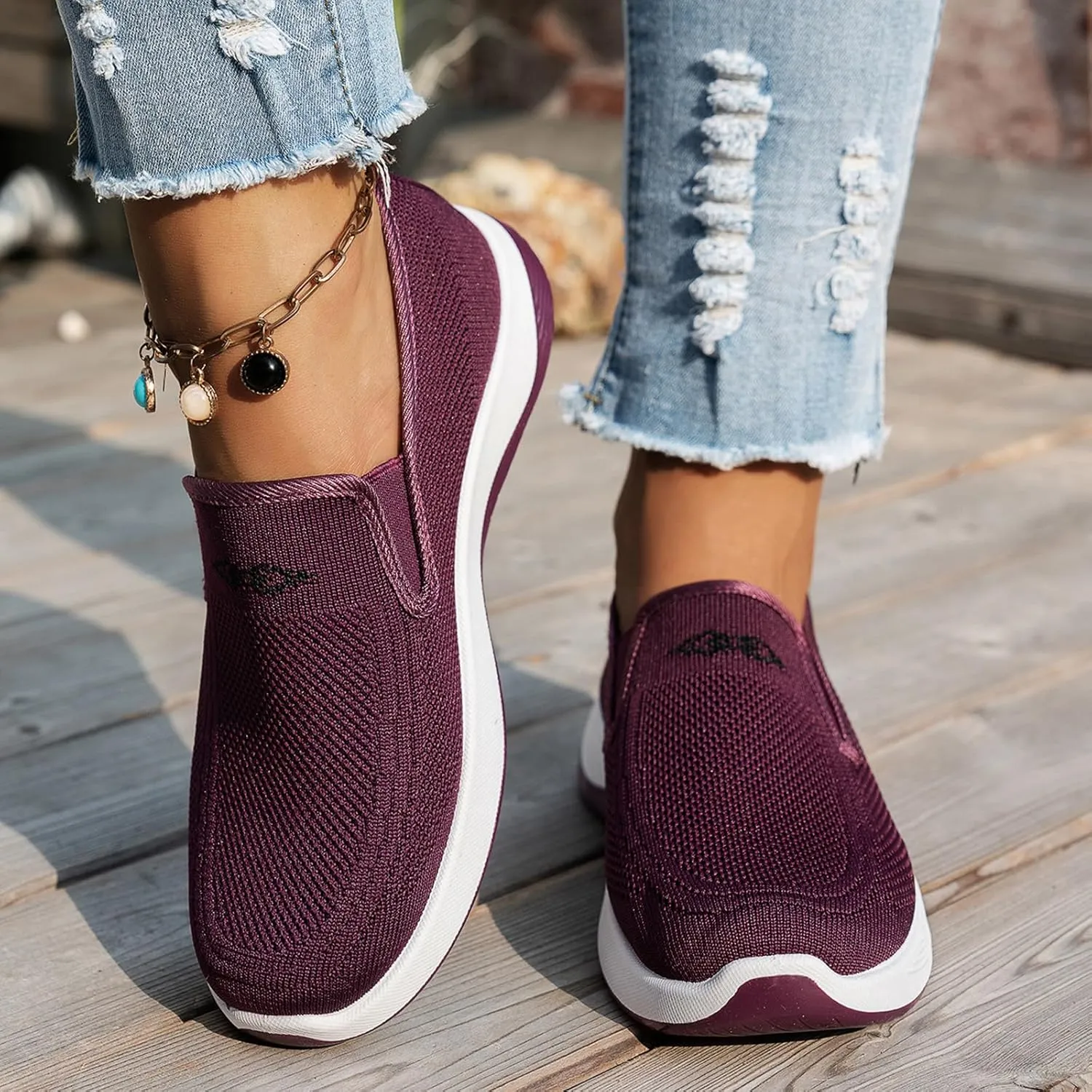 Orthopedic Sneakers for Women Breathable Soft Shoes Go Walk Slip on Shoes Mesh Knitted Woven Low Top Walking Shoe Platform Orthopedic Sneakers