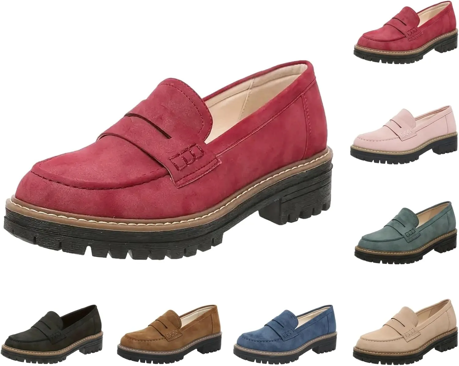 Orthoture-Orthopedic Platform Loafers Comfort Walking Shoes Womens Round Toe Slip on Loafers Lightweight Chunky Heel Shoes