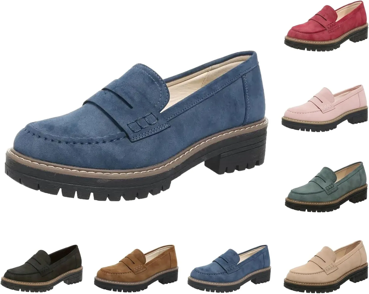 Orthoture-Orthopedic Platform Loafers Platform Loafers for Women Chunky Heel Slip-on Round Toe Comfort Chunky Loafer Shoes