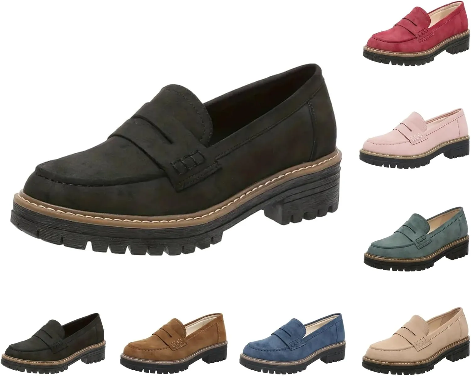 Orthoture-Orthopedic Platform Loafers Platform Loafers for Women Chunky Heel Slip-on Round Toe Comfort Chunky Loafer Shoes