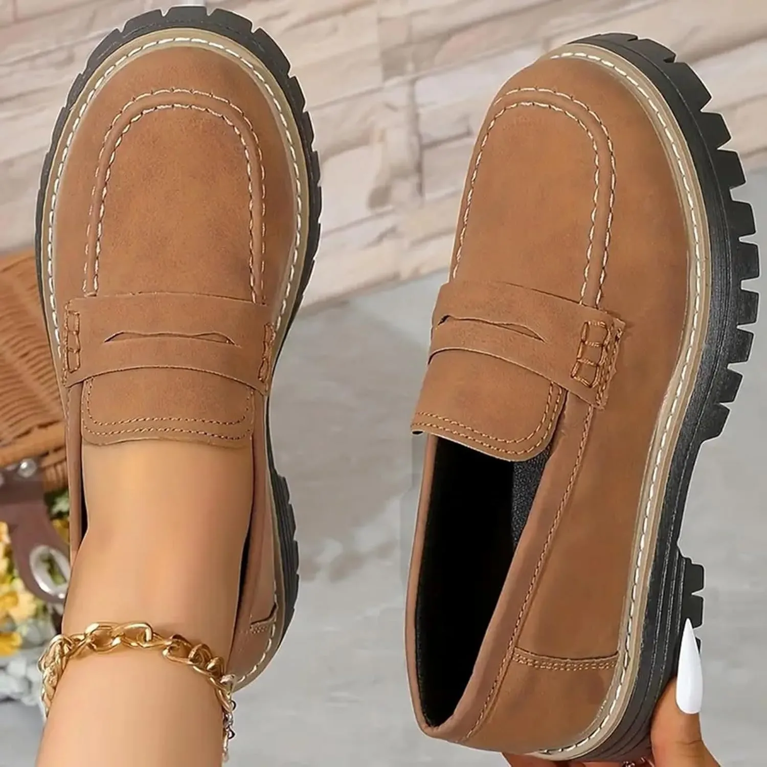 Orthoture-Orthopedic Platform Loafers Womens Shoes Platform Chunky Comfortable Lug Sole Business Casual Dress Shoes