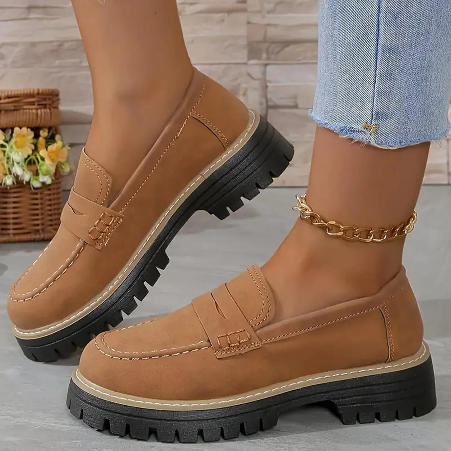 Orthoture-Orthopedic Platform Loafers Womens Shoes Platform Chunky Comfortable Lug Sole Business Casual Dress Shoes