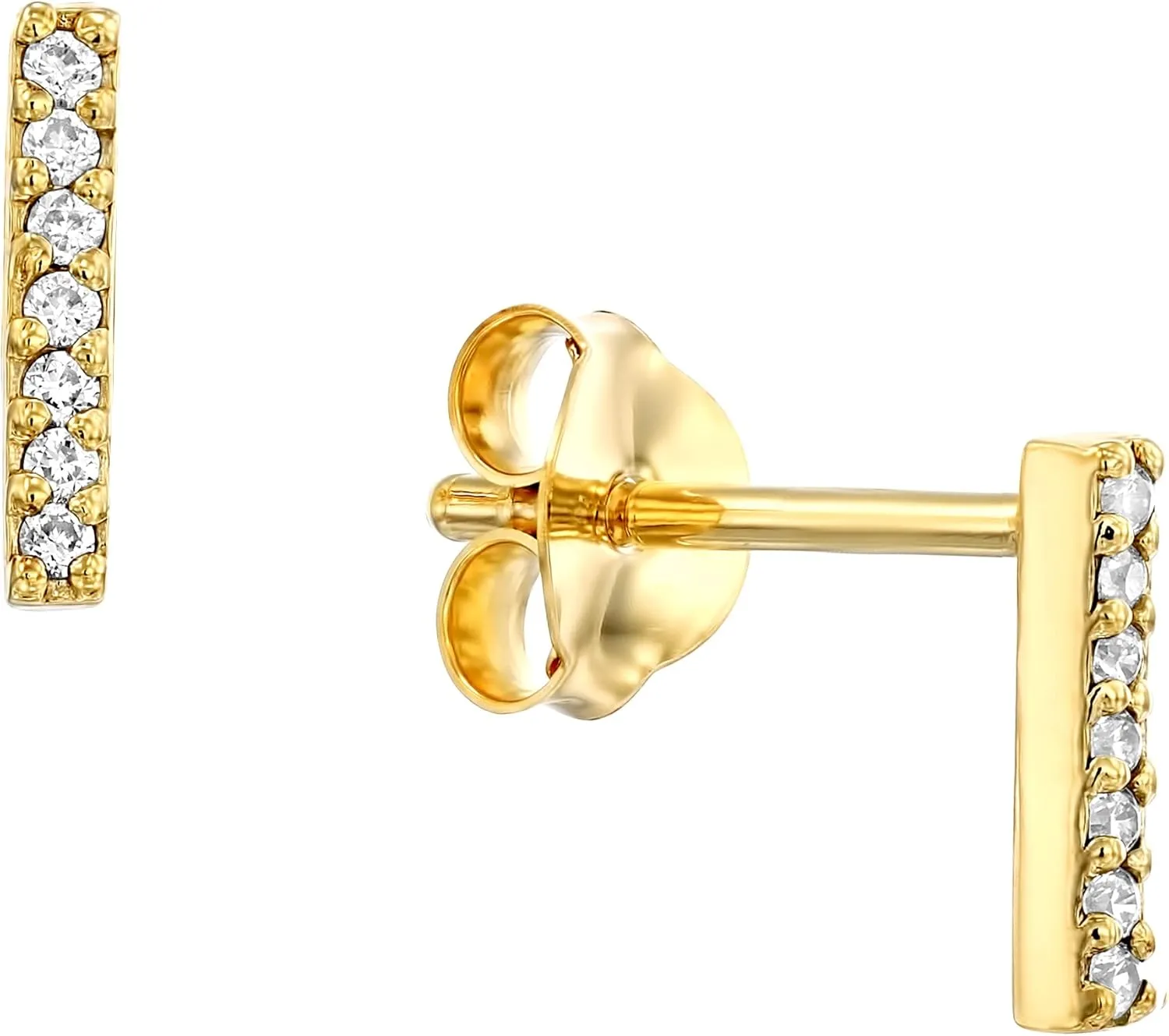 Pair of Studs In 925 Sterling Silver/Gold Plated With Cubic Zirconia, Lightweight, Ear Lobe Stud, Hypoallergenic Earrings,Tarnish Resistant Earrings, Handmade and Unique Jewelry Dainty Gifts For Women