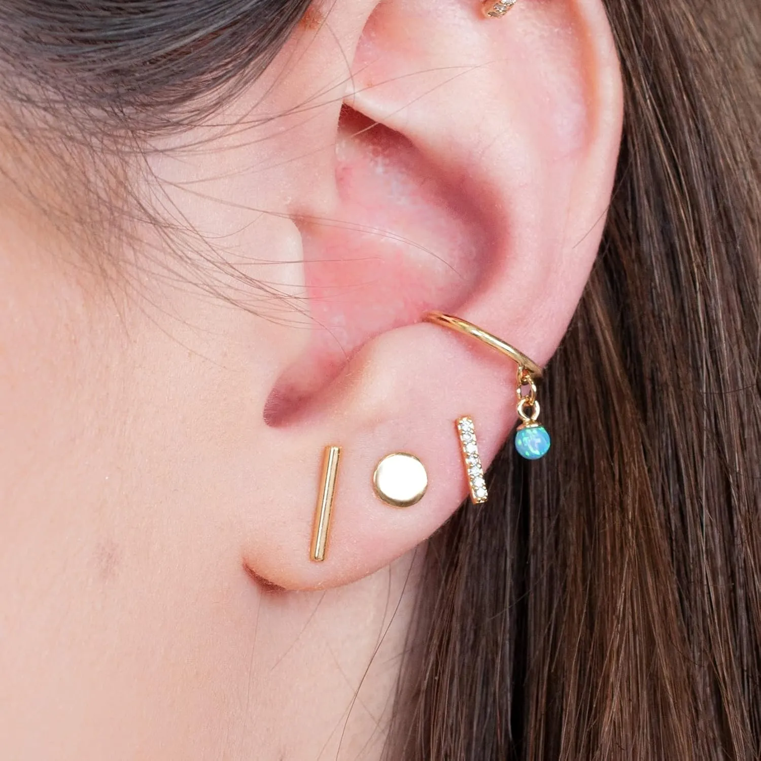 Pair of Studs In 925 Sterling Silver/Gold Plated With Cubic Zirconia, Lightweight, Ear Lobe Stud, Hypoallergenic Earrings,Tarnish Resistant Earrings, Handmade and Unique Jewelry Dainty Gifts For Women
