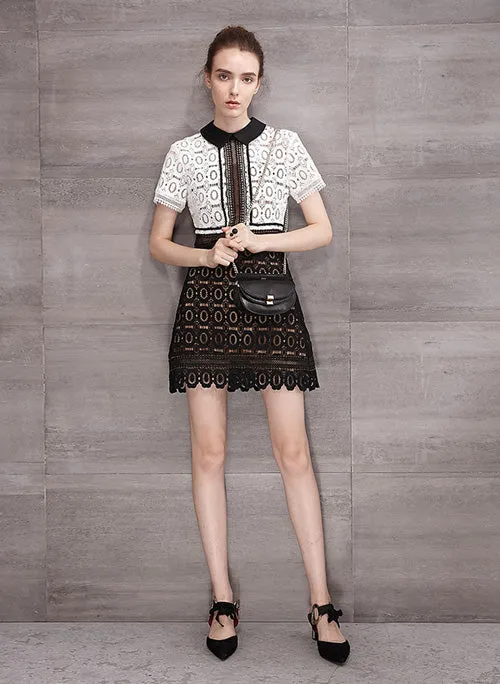 Paris Hilton Inspired Two-tone Guipure Lace Mini Dress