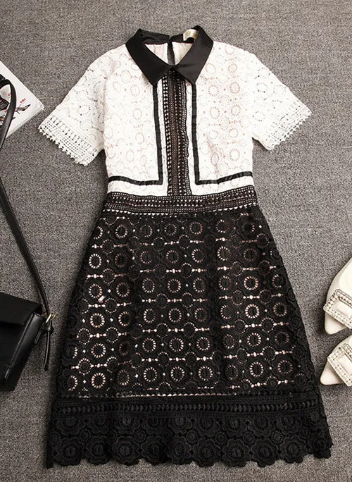 Paris Hilton Inspired Two-tone Guipure Lace Mini Dress