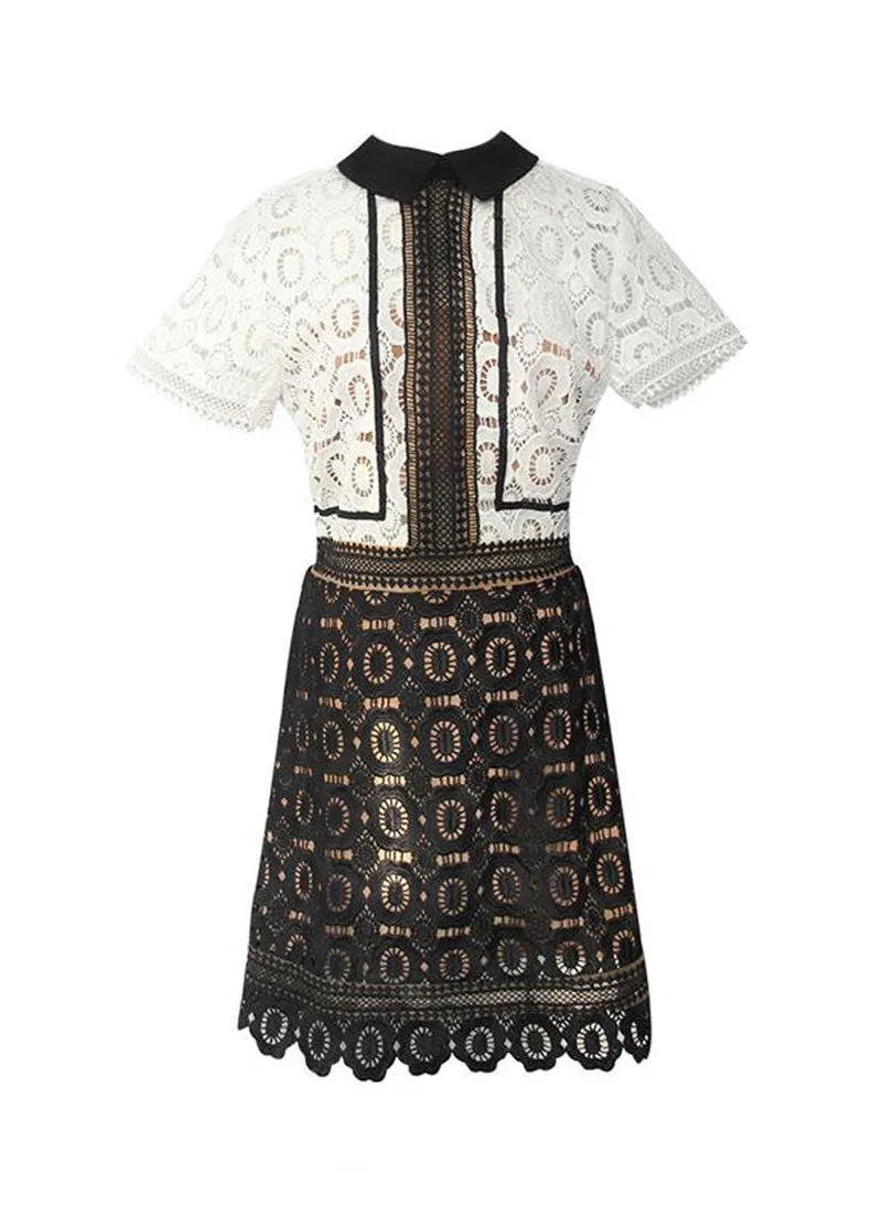 Paris Hilton Inspired Two-tone Guipure Lace Mini Dress