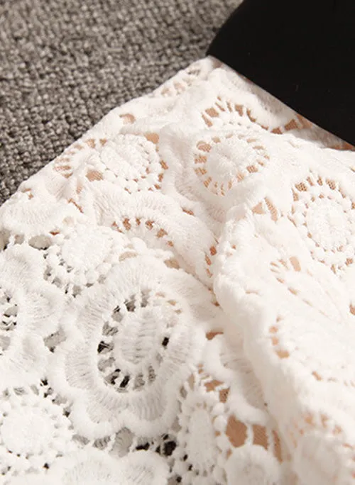 Paris Hilton Inspired Two-tone Guipure Lace Mini Dress
