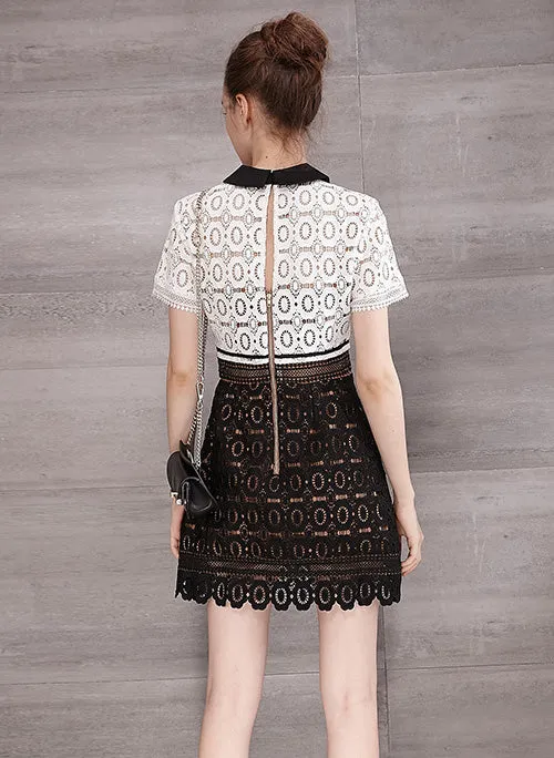 Paris Hilton Inspired Two-tone Guipure Lace Mini Dress