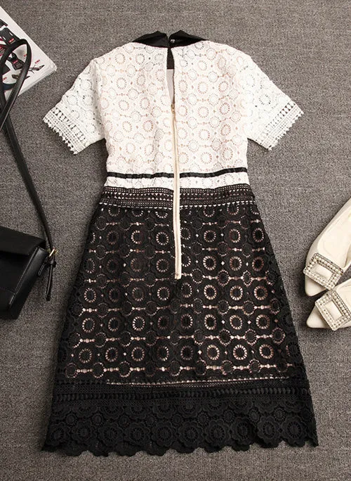 Paris Hilton Inspired Two-tone Guipure Lace Mini Dress