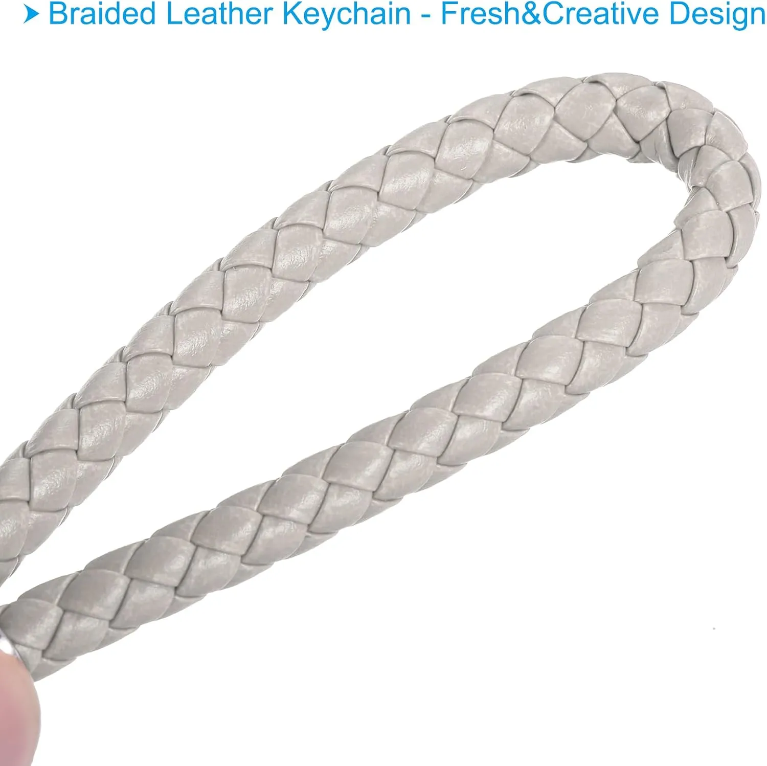 PATIKIL Braided Leather Keychain with Key Ring PU Woven Wristlet Lanyard Strap Fob Keyring Holder for Car Bag Wallet Pendant