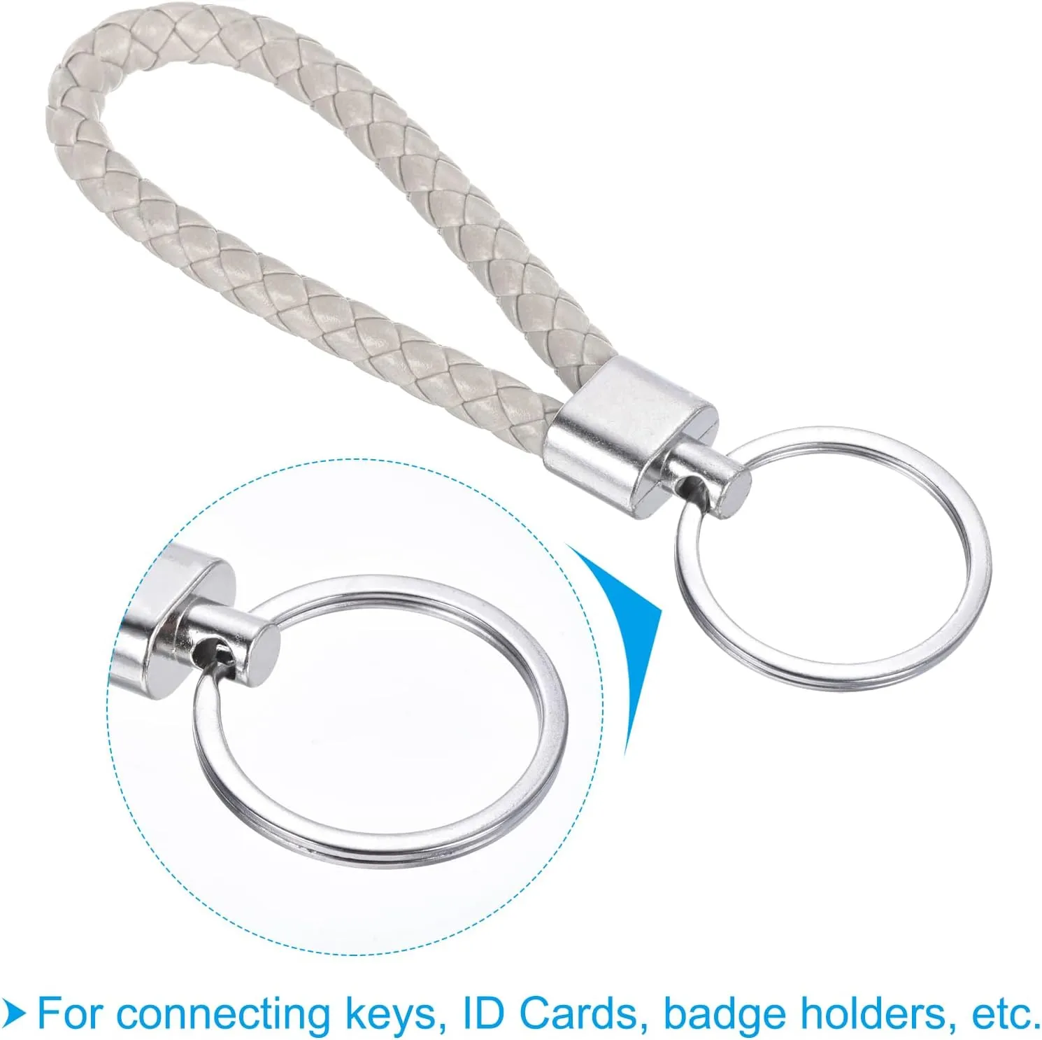 PATIKIL Braided Leather Keychain with Key Ring PU Woven Wristlet Lanyard Strap Fob Keyring Holder for Car Bag Wallet Pendant