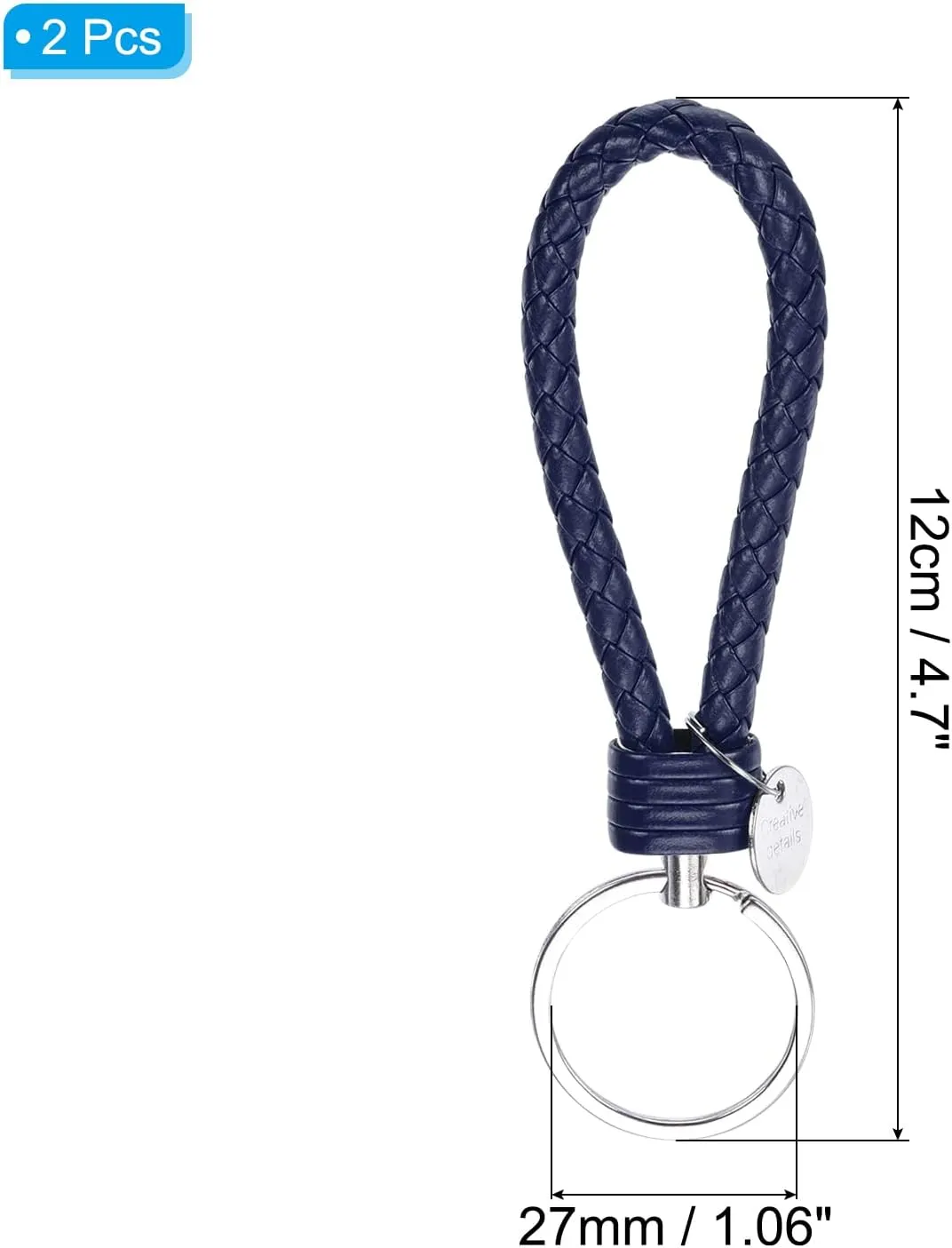PATIKIL Braided Leather Keychain with Stainless Steel Key Ring Sleeves, PU Woven Wristlet Lanyard Strap Fob Keyring Holder