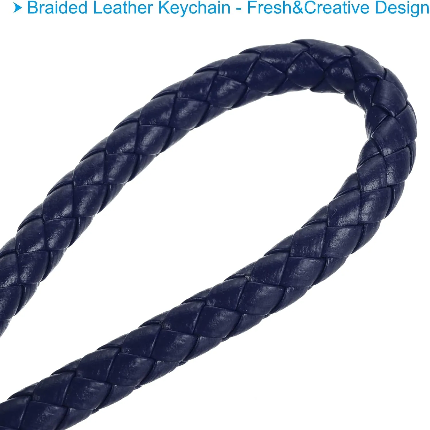 PATIKIL Braided Leather Keychain with Stainless Steel Key Ring Sleeves, PU Woven Wristlet Lanyard Strap Fob Keyring Holder