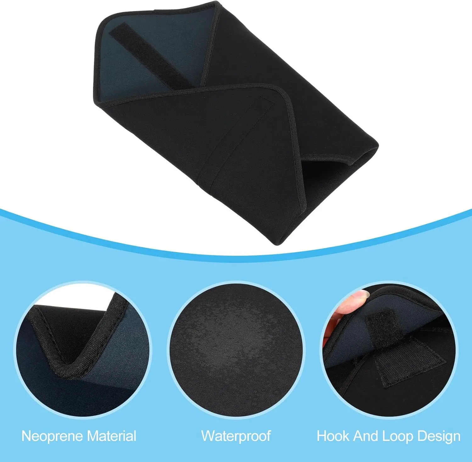 PATIKIL Camera Protective Wrap, 18"x18" Lens Wrap Cloth with Thick Protective Neoprene, Lens Pouch Bag with Hook and Loop for Lens, SLR, Black Grey