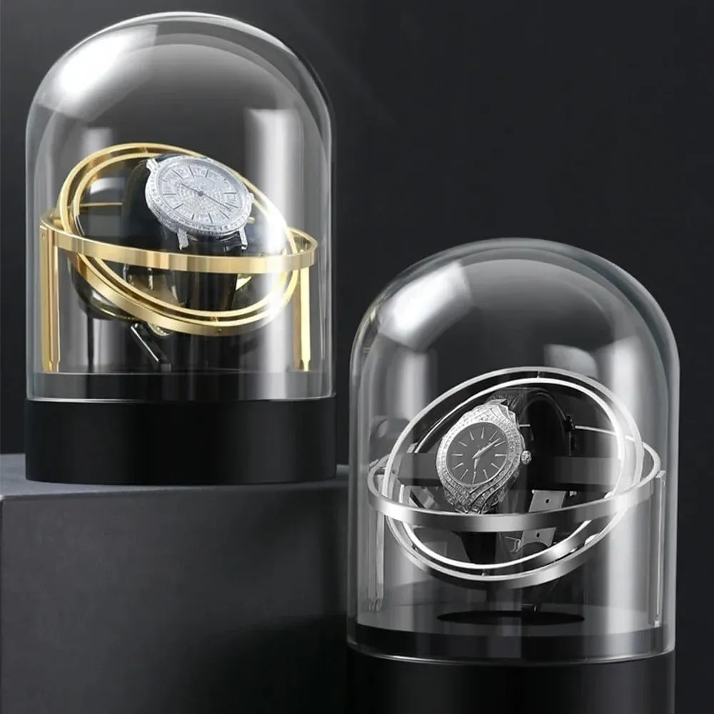 Personalized custom logo Luxury Automatic Single Electric Watch Winder for Mechanical Watches Multi-function Storage Box Collection Silent Motor Gift Man (black)