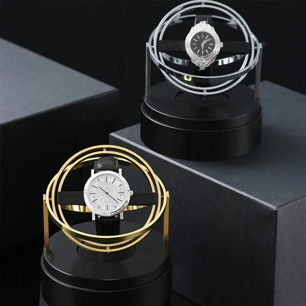 Personalized custom logo Luxury Automatic Single Electric Watch Winder for Mechanical Watches Multi-function Storage Box Collection Silent Motor Gift Man (black)