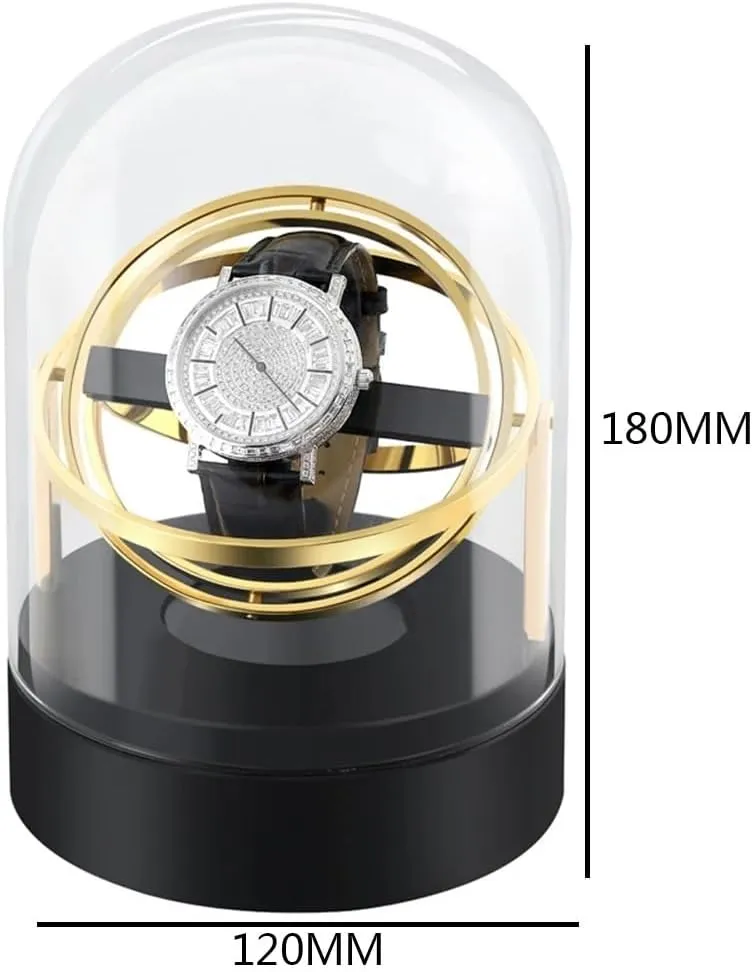 Personalized custom logo Luxury Automatic Single Electric Watch Winder for Mechanical Watches Multi-function Storage Box Collection Silent Motor Gift Man (black)
