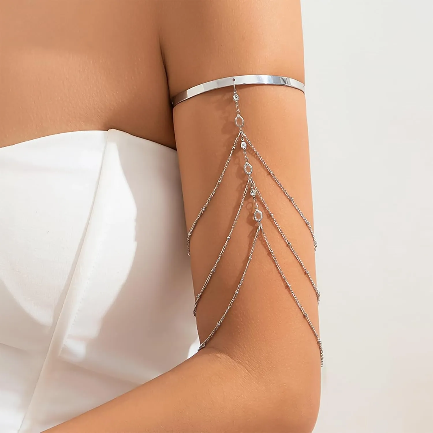 Punk Multi-layered Tassel Chain Upper Arm Cuff Bohemian Star Shell Disc Flower Pendant Armlet Bangle Bracelet Adjustable Open Cuff Armband Beach Wedding Prom Party Arm Accessories for Women
