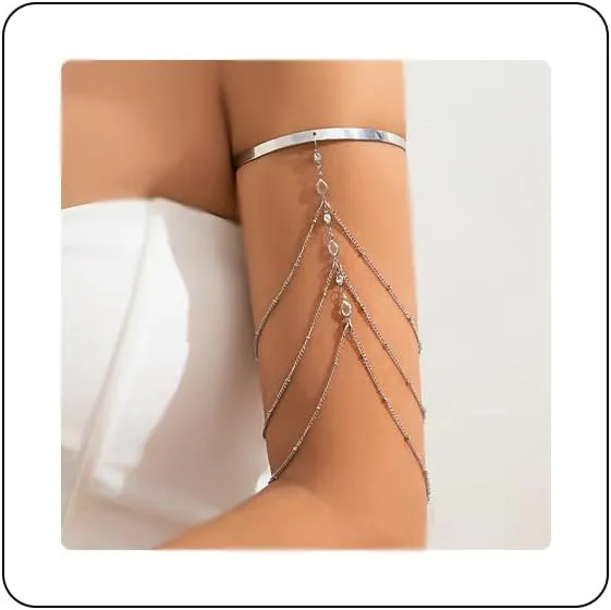 Punk Multi-layered Tassel Chain Upper Arm Cuff Bohemian Star Shell Disc Flower Pendant Armlet Bangle Bracelet Adjustable Open Cuff Armband Beach Wedding Prom Party Arm Accessories for Women