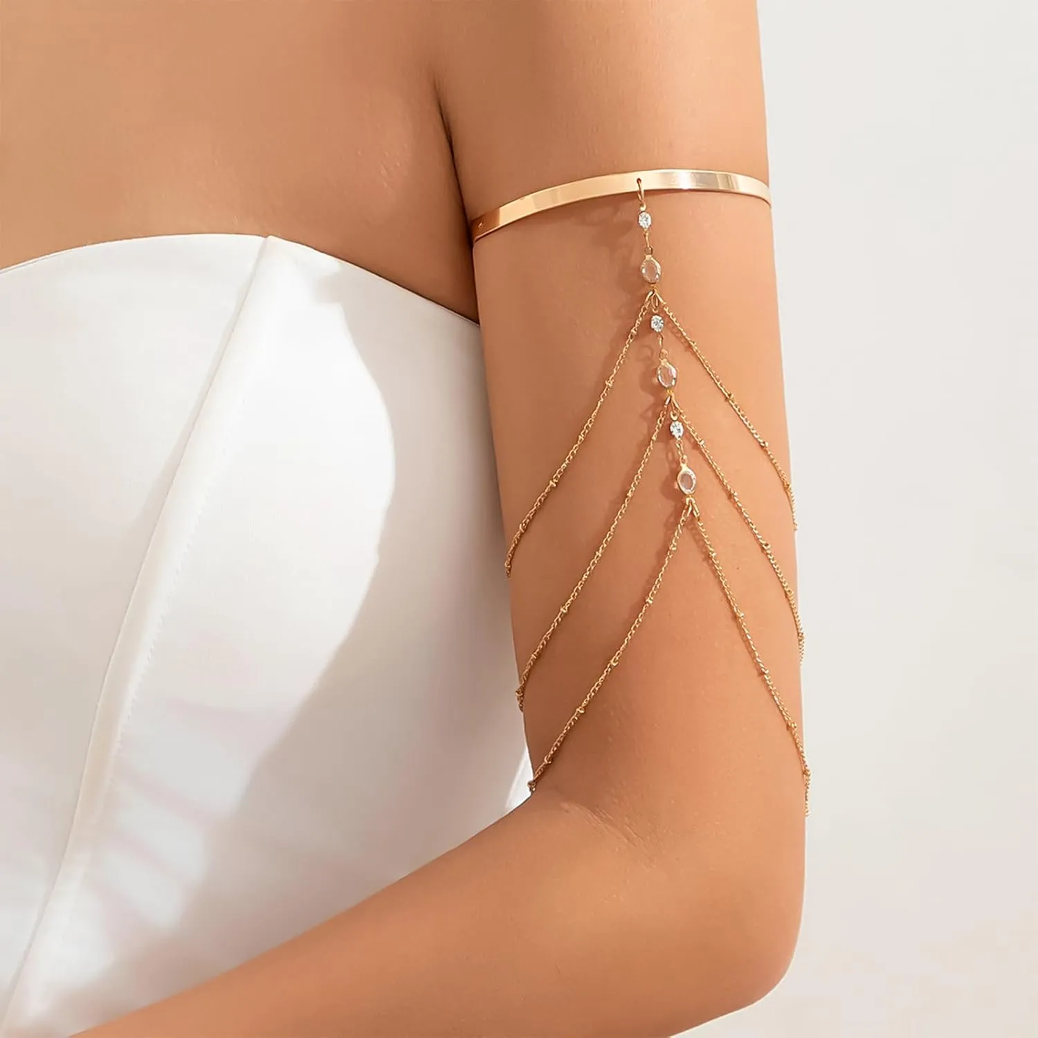 Punk Multi-layered Tassel Chain Upper Arm Cuff Bohemian Star Shell Disc Flower Pendant Armlet Bangle Bracelet Adjustable Open Cuff Armband Beach Wedding Prom Party Arm Accessories for Women