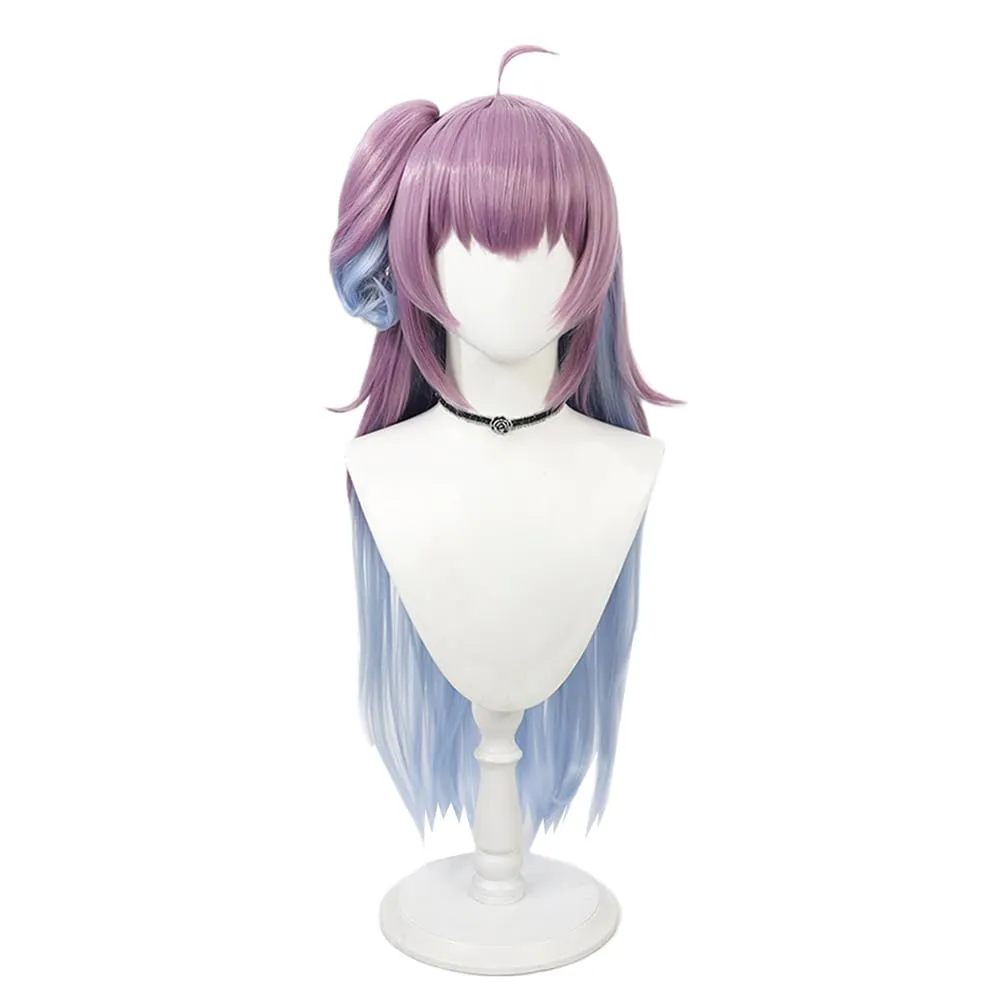 Purple Blue Gradient Cosplay Wigs for Women Ponytail Clip Wig Full Synthetic Hair Wig Party Halloween Costume
