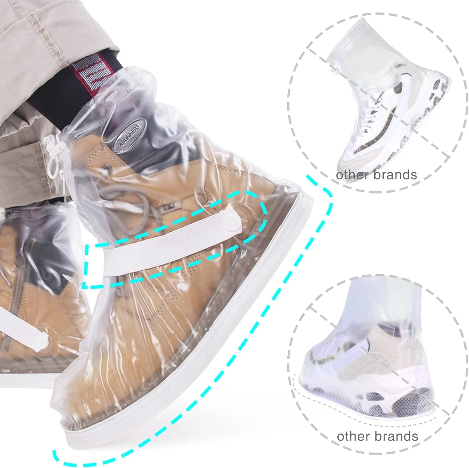 Rain Boot Waterproof Shoes Cover Women Men Kids Reusable Rubber Sole