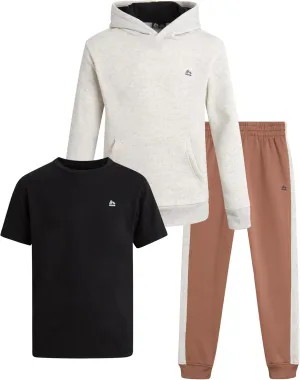 RBX Boys' Active Jogger Set - 3 Piece Performance Fleece Sweatshirt, Jogger Sweatpants, T-Shirt - Activewear for Boys (2T-12)