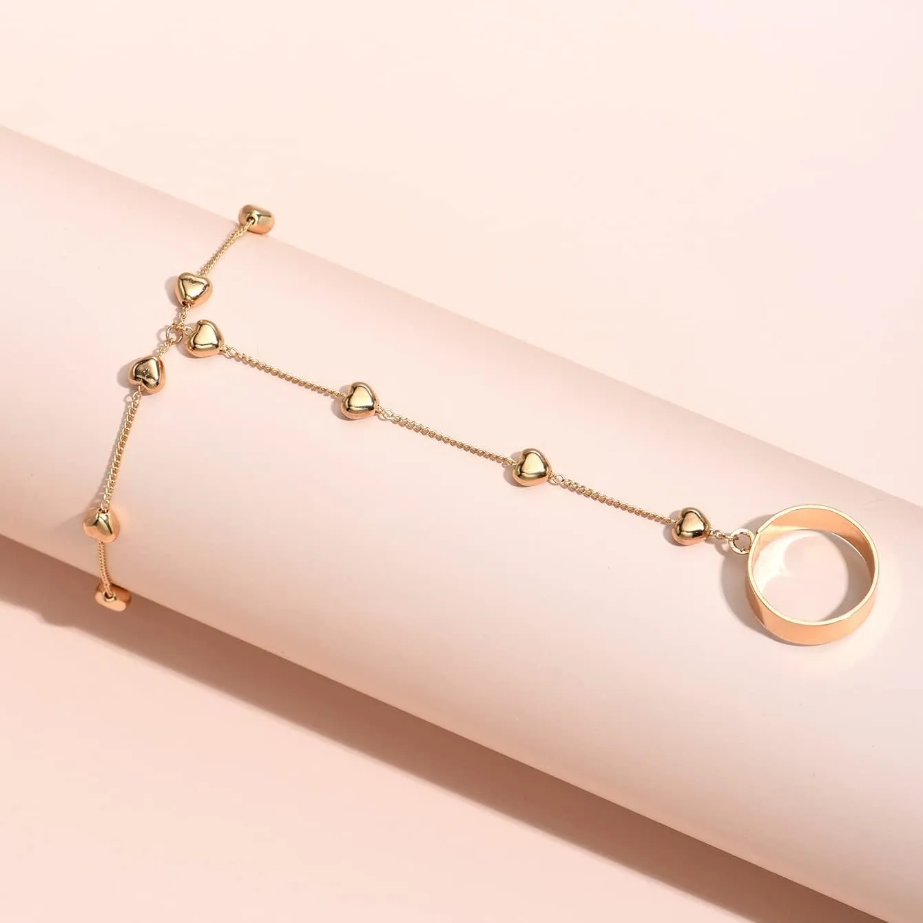 Ring Bracelet Hand Chain Bracelet Simple Dainty Gold Finger Bracelet Ring Hand Chain Slave Bracelets Boho Summer Beach Jewelry for Women