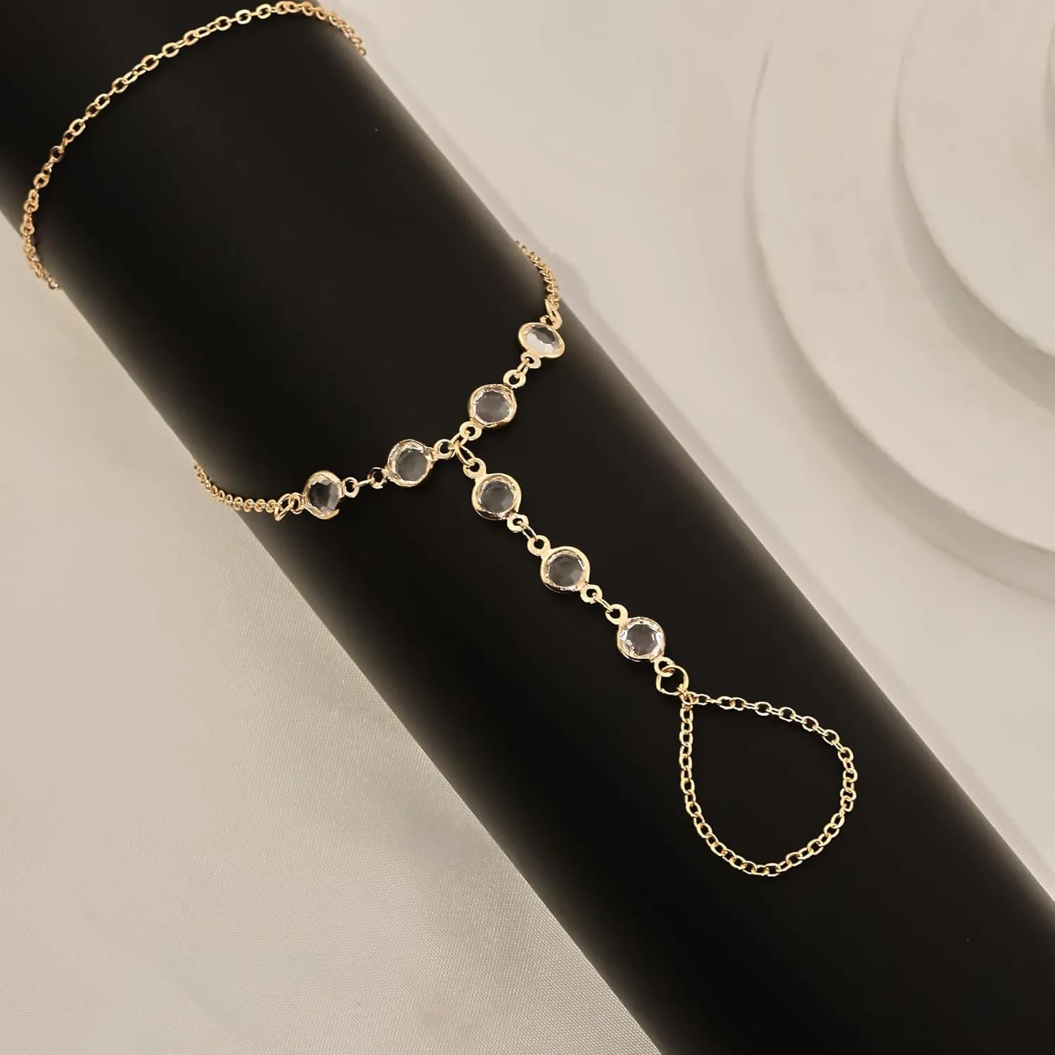 Ring Bracelet Hand Chain Bracelet Simple Dainty Gold Finger Bracelet Ring Hand Chain Slave Bracelets Boho Summer Beach Jewelry for Women