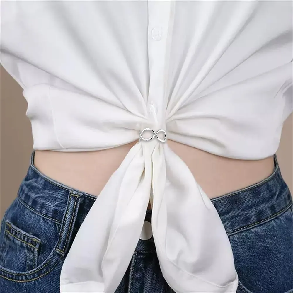 Round Infinity Silk Scarf Ring Brooch for Women Fashion Circle Chain Shawl Scarves Buckle Clip Brooches Band Rings Size 12 Dainty Dress Accessories Jewelry