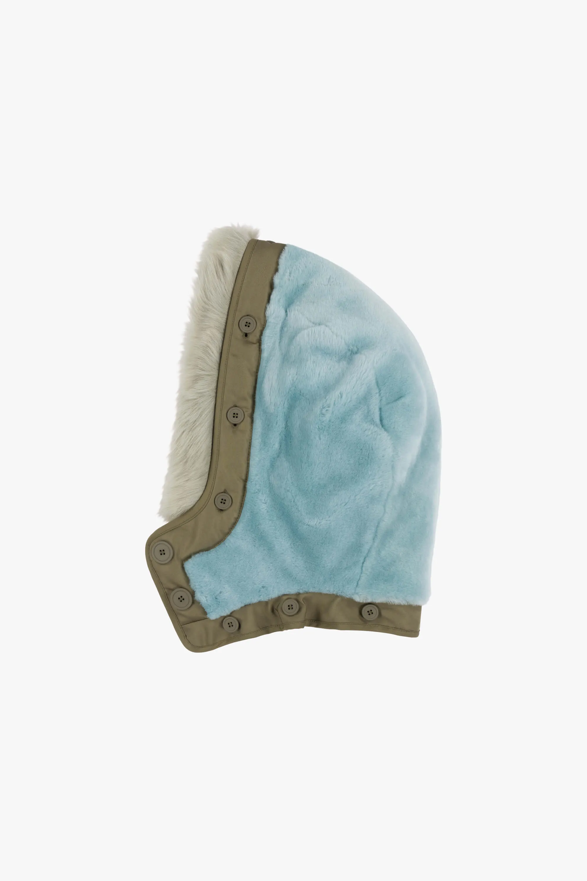 Shearling Quilt Hood - Sky Blue / Pale Sage