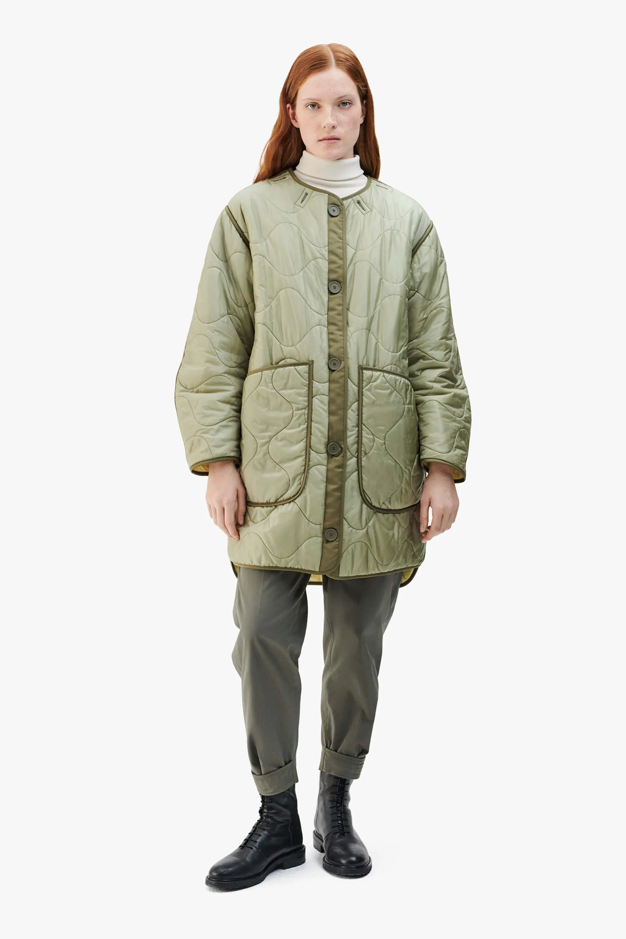 Signature Quilt Jacket - Pale Sage / Pale Yellow