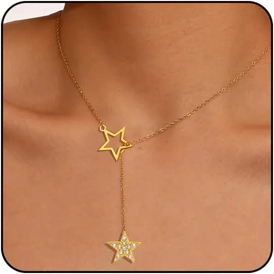 Silver Star Necklace for Women Gold Star Necklace Trendy Star Jewelry Star Choker Necklace Layered Star Pendant Necklace Dainty Silver Gold Necklace Star Accessories Christmas Jewelry