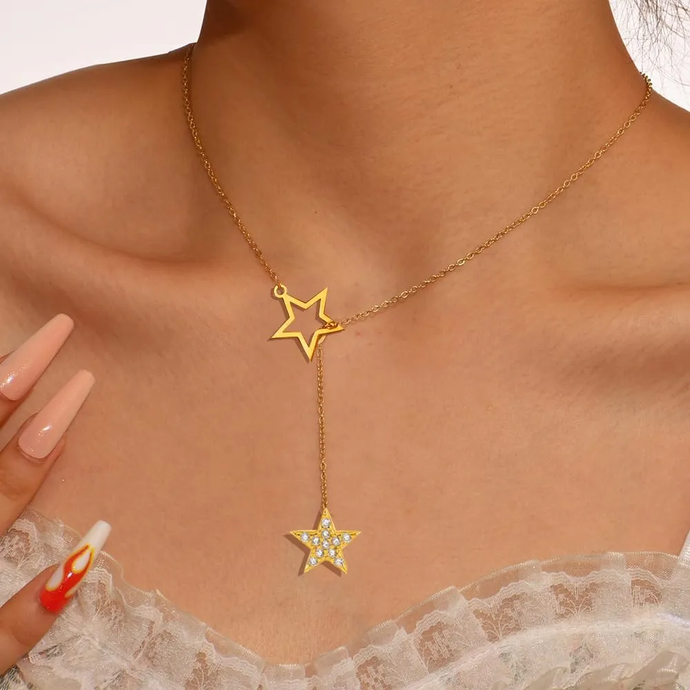 Silver Star Necklace for Women Gold Star Necklace Trendy Star Jewelry Star Choker Necklace Layered Star Pendant Necklace Dainty Silver Gold Necklace Star Accessories Christmas Jewelry