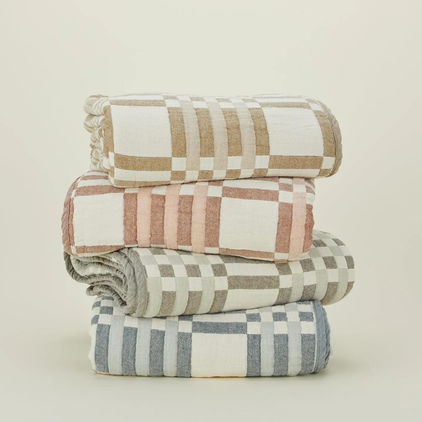 Simple Plaid Blanket - Ivory/Flax