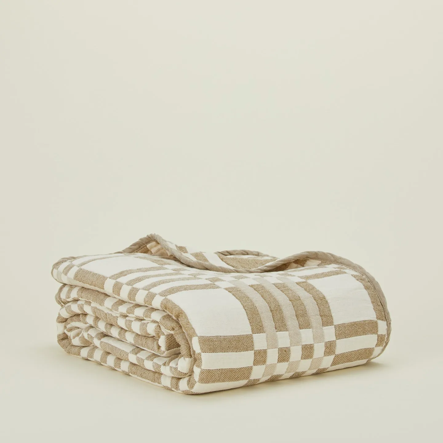 Simple Plaid Blanket - Ivory/Flax