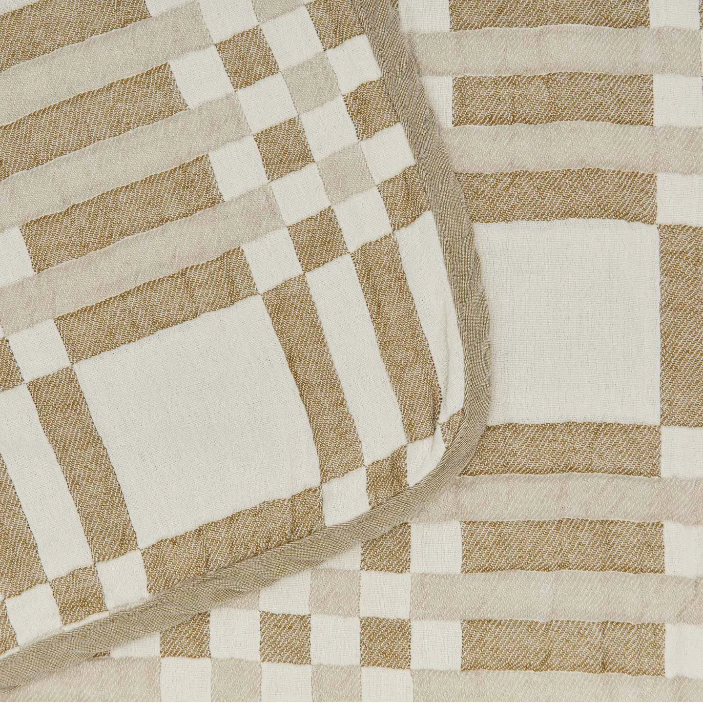 Simple Plaid Blanket - Ivory/Flax