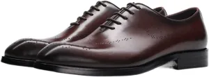Single Season Dress Shoes for Men Lace Up Square Toe Brogue Embossed Cowhide Low Top Non Slip Resistant Rubber Sole Anti-Slip Business Very Popular Among Young People