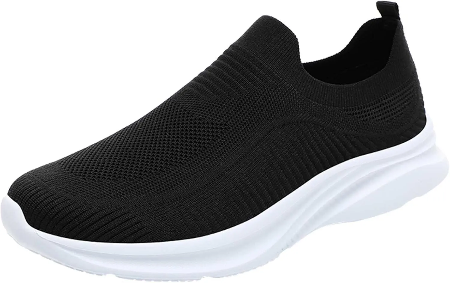 Slip on Walking Shoes for Men Comfy Knitted Memory Foam Breathable Fashion Sneakers Non Slip Arch Support Vacation Training Gym Shoes Wide Width