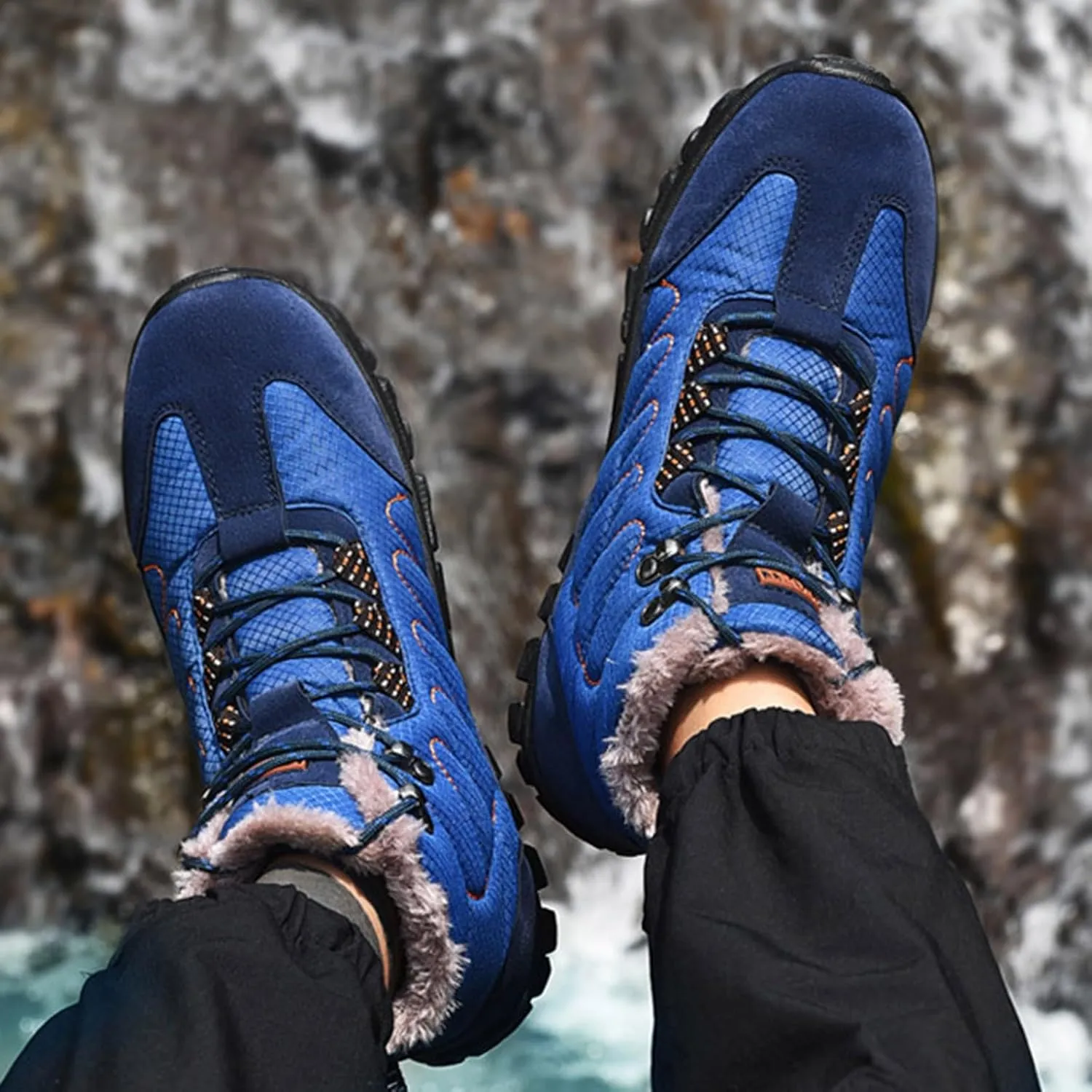 Slip on Walking Shoes Men Waterproof Hiking Shoes Comfort Memory Foam Breathable Lightweight Fashion Sneakers Non Slip Arch Support Snow Boots Sports Work Shoes for Men