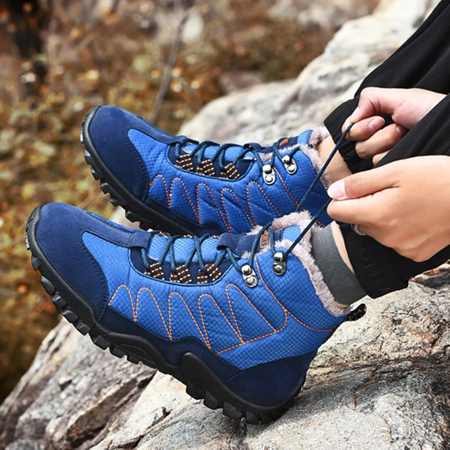 Slip on Walking Shoes Men Waterproof Hiking Shoes Comfort Memory Foam Breathable Lightweight Fashion Sneakers Non Slip Arch Support Snow Boots Sports Work Shoes for Men