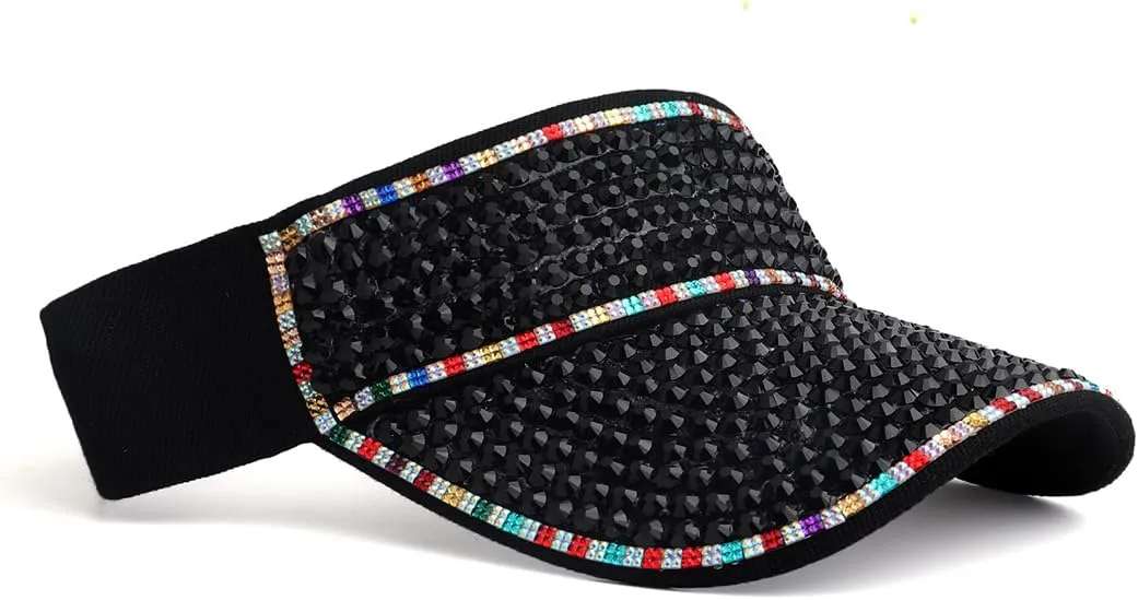 Sparkle Glitter Summer Rhinestone UPF 50  Bling Ladies Sun Visor for Women Outdoor Sports Fashion Golf Hat